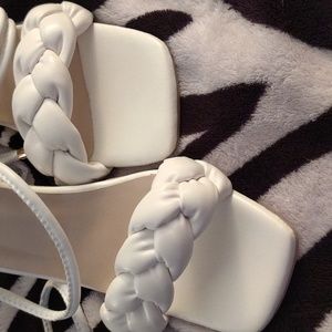 Chic White Braided Women's Sandals